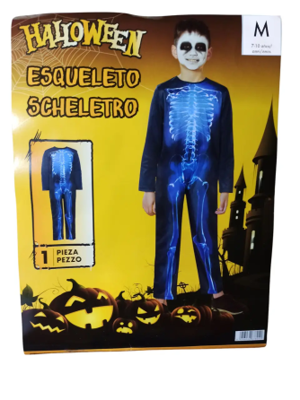 Дитячий комбінезон Синій Скелет на Хелловін М розмір 7-10 років чорний-синій Київ