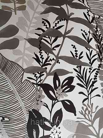 Шпалери флізелінові Decoprint Good Vibes 0.53х10 молодіжні дитячі тропіки рослини листя квіти сіро-чорні Київ