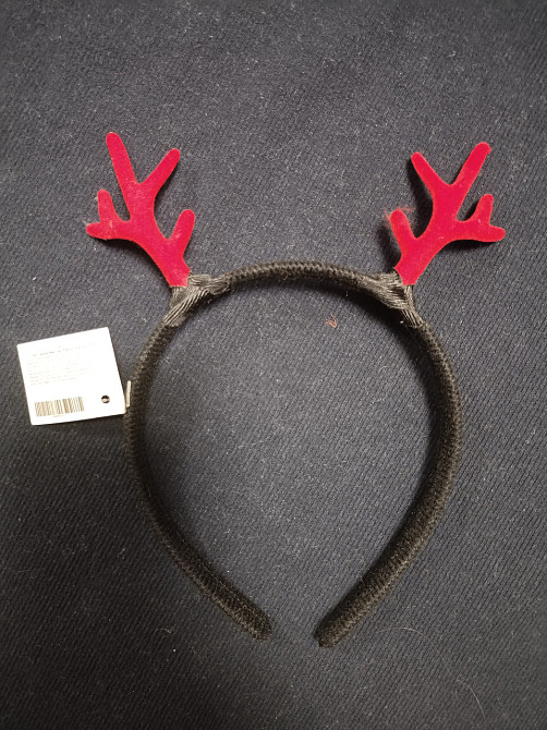 Обруч на голову на новий рік універсальний чорно-червоний Київ - фото 1