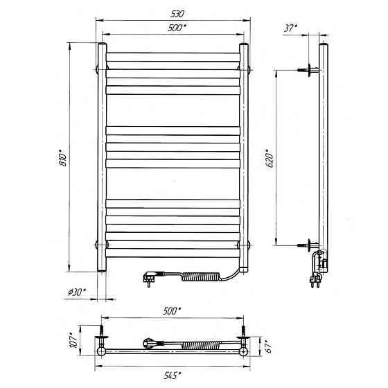 Электрический полотенцесушитель Laris Кватро П10 500Х800 Э правое подкл. Киев