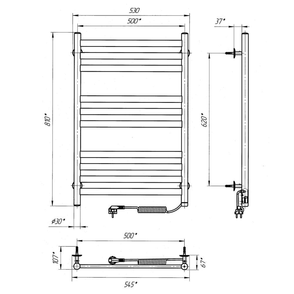 Электрический полотенцесушитель Laris Кватро П10 500Х800 Э правое подкл. Киев - изображение 6