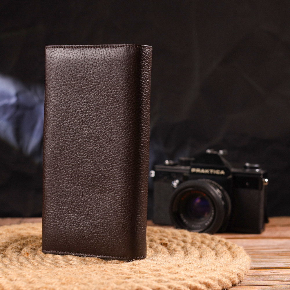 Функціональне жіноче портмоне з монетницею з натуральної шкіри CANPELLINI 21526 Коричневе Київ - фото 9