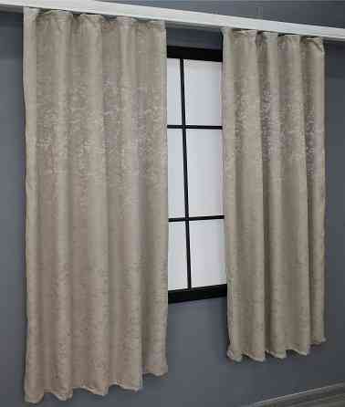 Комплект коротких штор VR-Textil Льон мармур Pavliani № 1177ш Сіро-бежевий 130х170 см 2 шт (35-0070) Київ