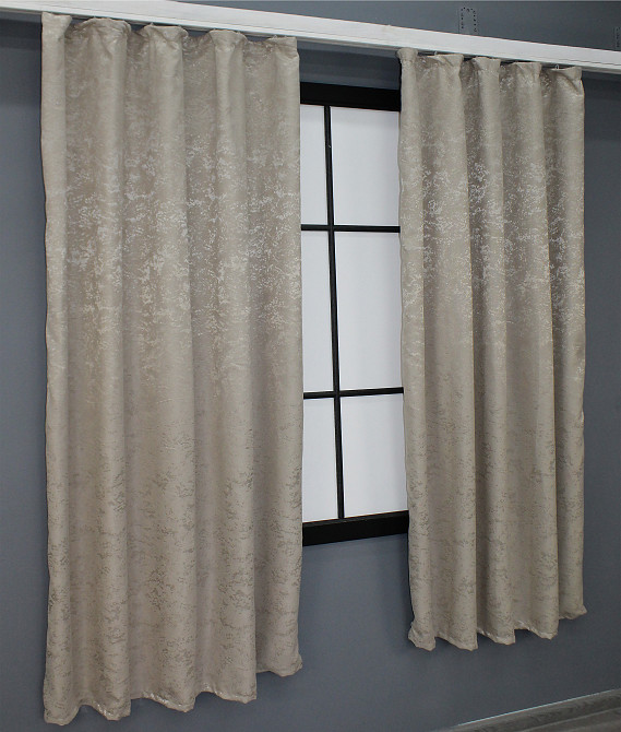Комплект коротких штор VR-Textil Льон мармур Pavliani № 1177ш Сіро-бежевий 130х170 см 2 шт (35-0070) Київ - фото 3