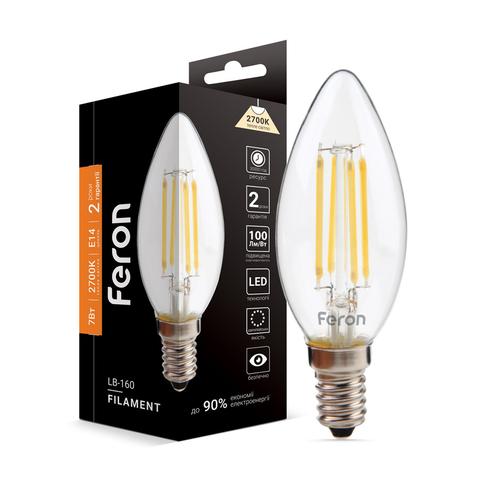 Світлодіодна лампа Feron Filament LB-160 7Вт E14 2700K Харків - фото 1