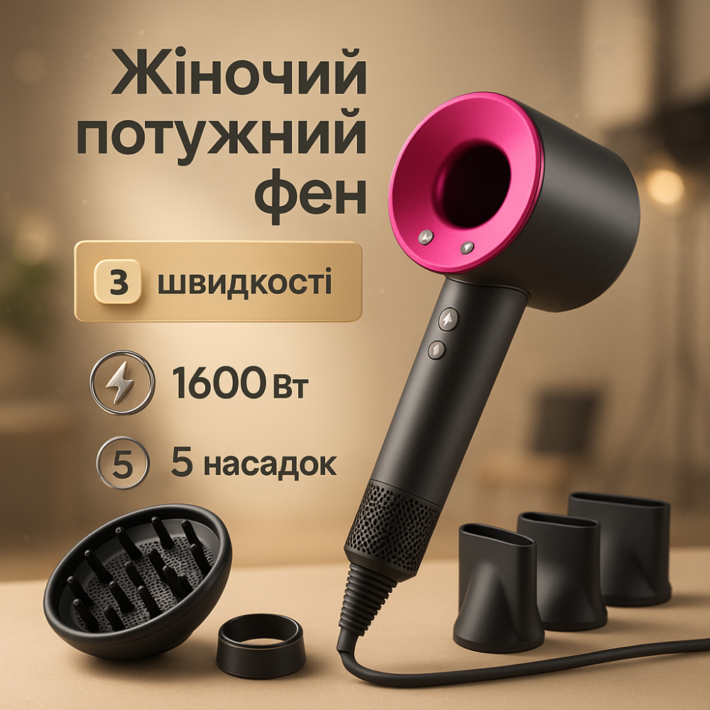 Мощный универсальный фен, Фен с холодным воздухом для укладки Электрический для укладки IA-96 Львов - изображение 15