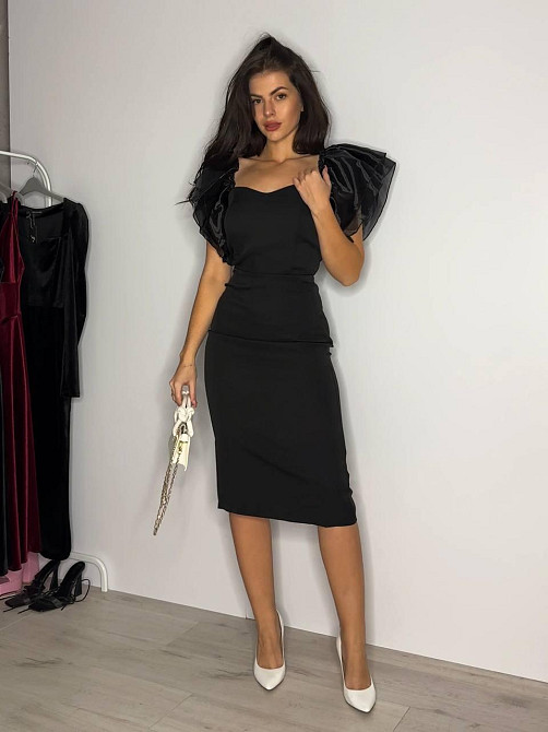 Женское элегантное платье с пышными рукавами из органзы костюмка 44/46 Одесса - изображение 10