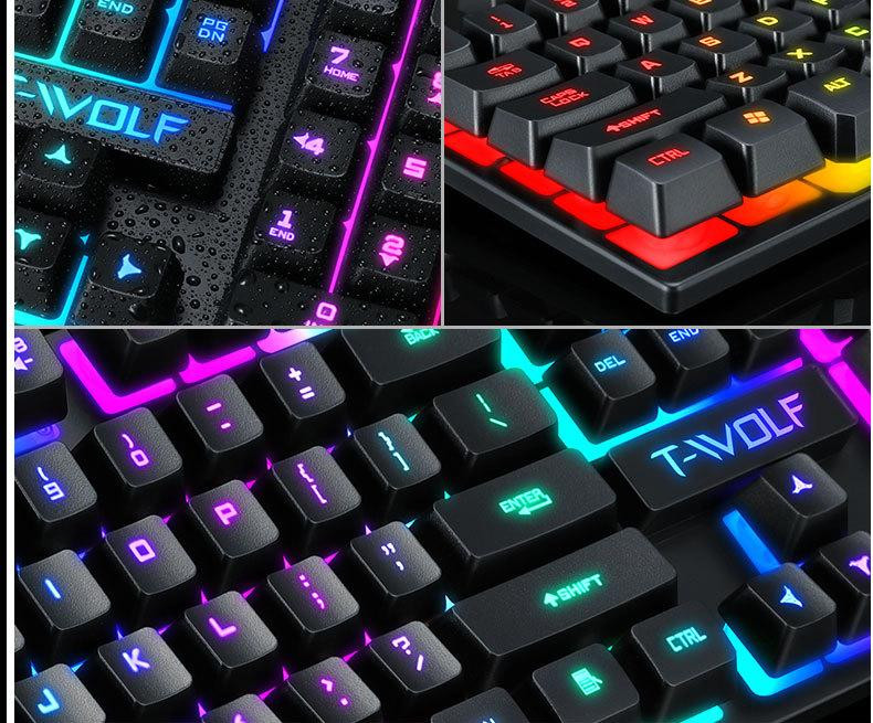 Игровая компьютерная клавиатура со светодиодной подсветкой T-WOLF T20. Геймерский клавиатура англ. Киев - изображение 6