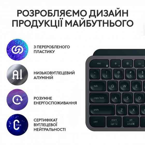 Клавіатура бездротова Logitech MX Keys S Graphite (920-011593) чорний, сірий Харьков