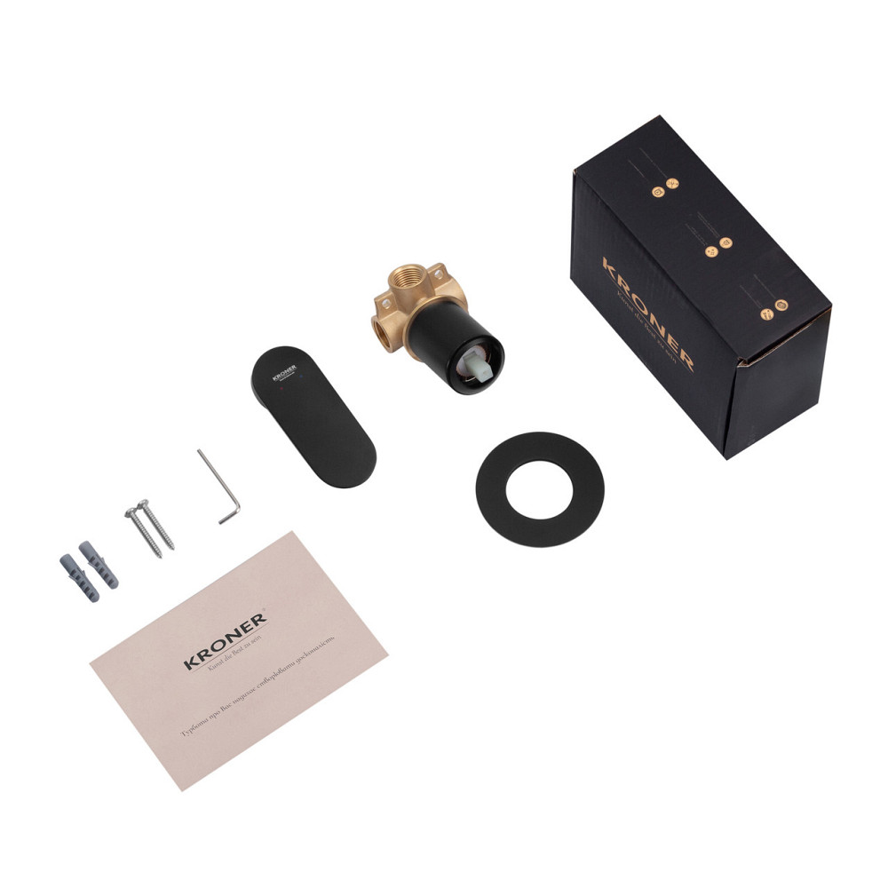 Смеситель скрытого монтажа для душа Kroner Element 211433-3801 черный Киев - изображение 4