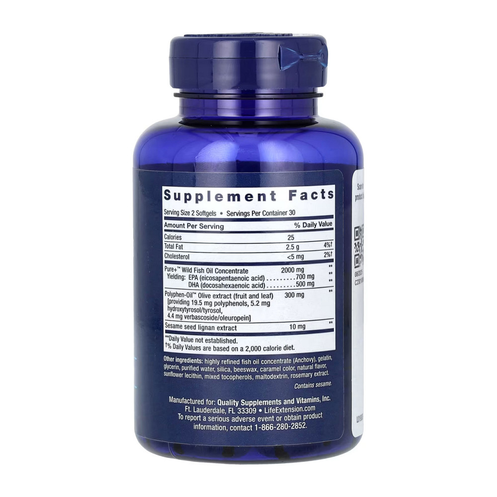 Super Omega-3 EPA/DHA Fish Oil Sesame Lignans & Olive Extract	- 60 softgels Київ - фото 2