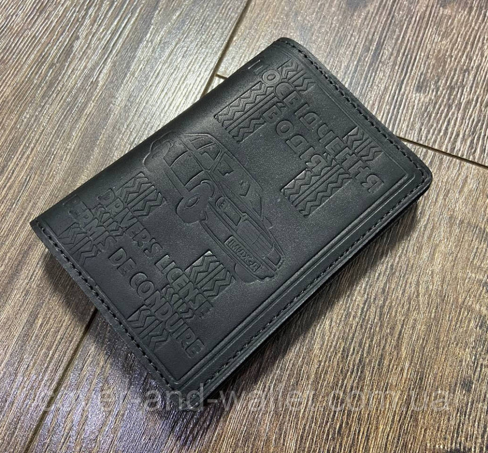 Універсальна шкіряна обкладинка для авто документів чорного кольору PS Leather Київ - фото 9