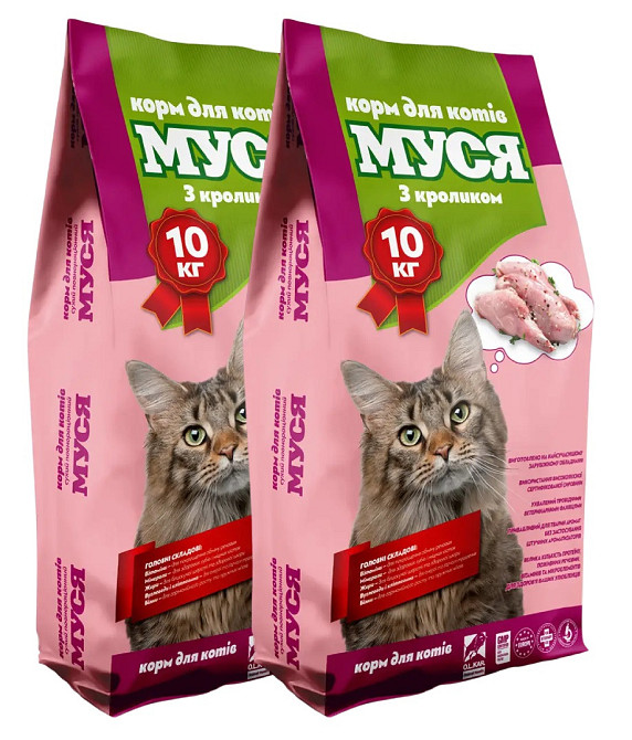Корм для котів Муся зі смаком кролика 1 + 1 (20 кг) Вінниця - фото 1