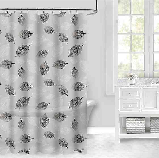 Штора для ванной и душа 180x180 см водоотталкивающая,шторка для душевой с пластиковыми крючками,прозрачная Каменец-Подольский