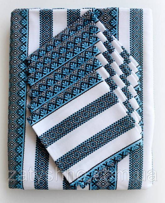 Скатертина вишита для столу синя Киев - изображение 1