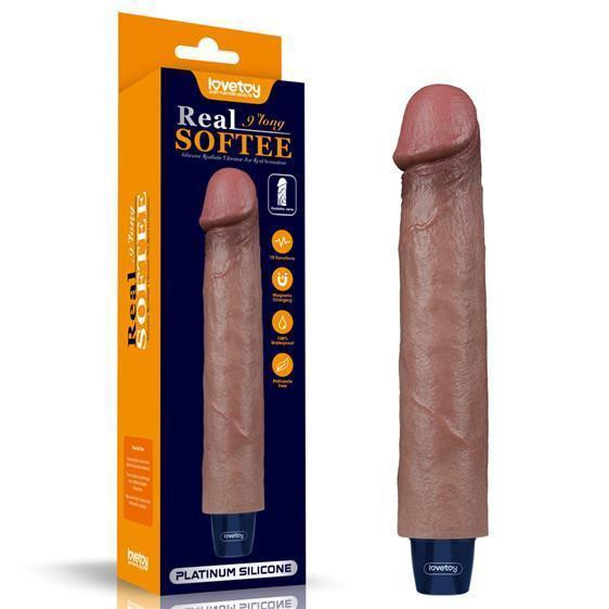 Вібратор - Real Softee Rechargeable Silicone Vibrating Dildo 9" Sex Aura Київ - фото 1