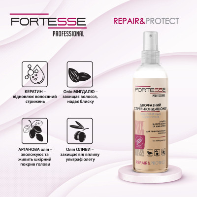 Кондиционер для волос Fortesse Professional Repair & Protect Двухфазный восстанавливающий Для сухих и поврежденных волос 250 мл (4823115501530) Винница - изображение 2