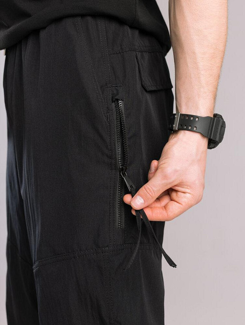 Плащевые джоггеры с карманами для мужчин. Летние черные джоггеры легкие мужские Pobedov Yoxo Киев - изображение 2