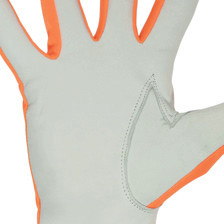 Рукавички 25см шкіра долоня + флуоресцентна тканина, оранжево-білі Мукачево - фото 1