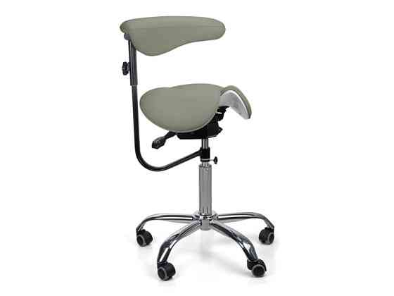 Стілець-сідло для майстра 8016-2, зі спинкою, роздільне сидіння, 3 регулювання Сірий Київ