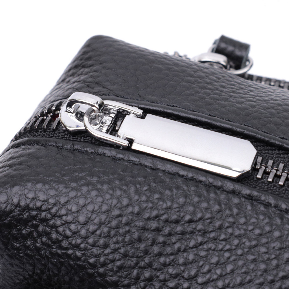 Практична жіноча шкіряна сумка зі стильним бігунком Vintage 22654 Чорна Київ - фото 8