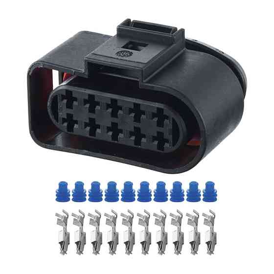 Разъем коннектор 10-кон., Фара, 1J0973735, 493577-1, 1813346-1, 42121506R0973735, VAG Audi, Bugatti, Porsche, Seat, Skoda, VW Киев