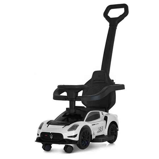 Дитяча каталка-толокар 2 в 1 M 5106-1 білий, з батьківською ручкою Вінниця