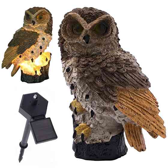 Садовий світильник на сонячній батареї 15,5см, "Сова", Коричневий / Газонний ліхтар / Вуличний ліхтар у вигляді сови Київ