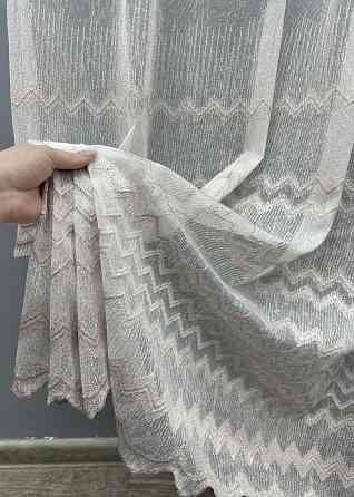 Тюль VR-Textil 1621т Лен с вышивкой и люрексом цвет молочный с пудровым 300х270 см (42-0575) Киев