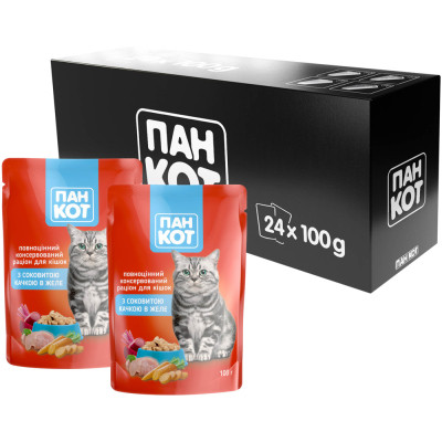 Влажный корм для кошек Пан Кот утка в желе 100 г (4820111140992) Винница - изображение 3