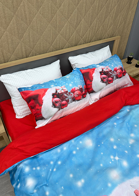 Комплект постельного белья Фланель, Евро 200х220 с Рождественским (Новогодним) принтом (88-203) Киев - изображение 2