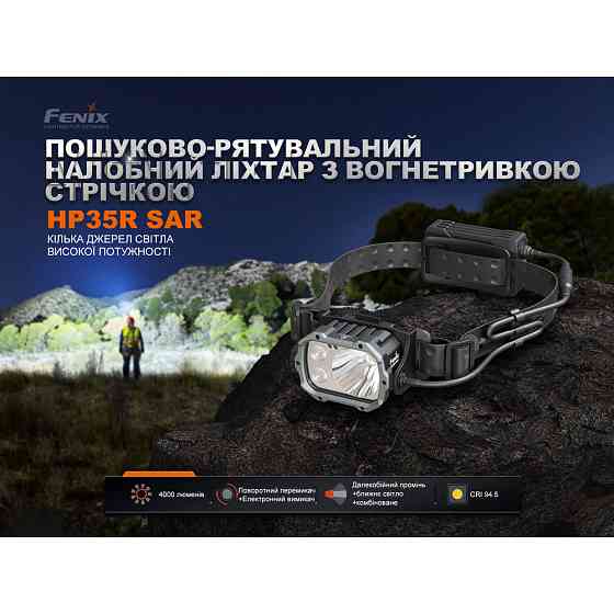 Налобный фонарь Fenix ​​HP35R SAR с огнеупорной повязкой Винница