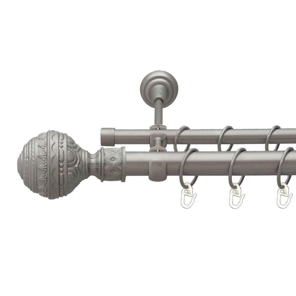 Карниз Orvit Арабеска металевий дворядний відкритий гладка труба кільце металеве Сатин 25\16 мм 160 см (6353143) Львів - фото 1