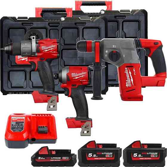 Набор инструментов аккумуляторных MILWAUKEE, M18FPP3P2-533P (зарядное устройство M12-M18 FC, 2 аккумулятора M18 НB5,5 5,5Аг, 1 аккуму Одесса