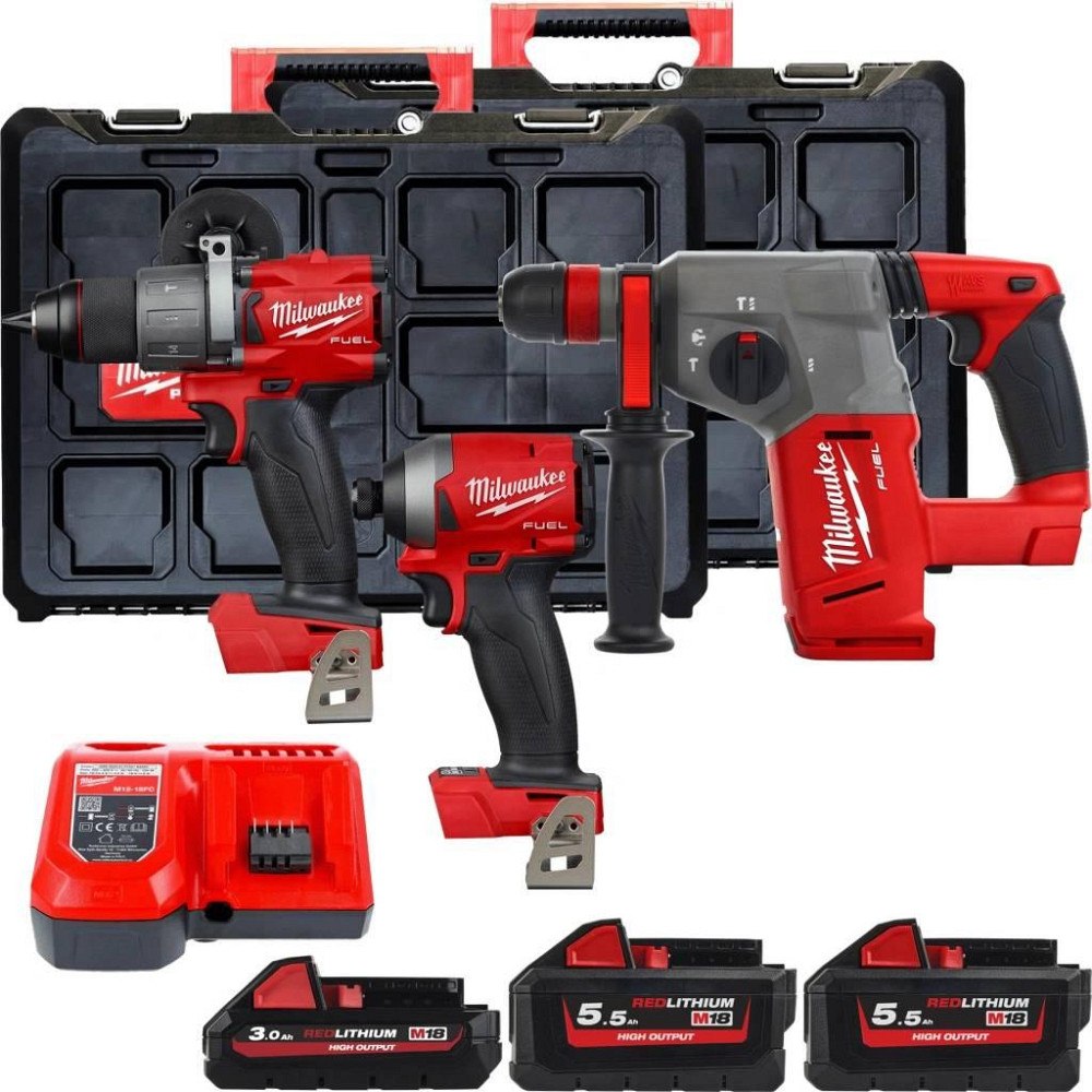 Набор инструментов аккумуляторных MILWAUKEE, M18FPP3P2-533P (зарядное устройство M12-M18 FC, 2 аккумулятора M18 НB5,5 5,5Аг, 1 аккуму Одесса - изображение 1