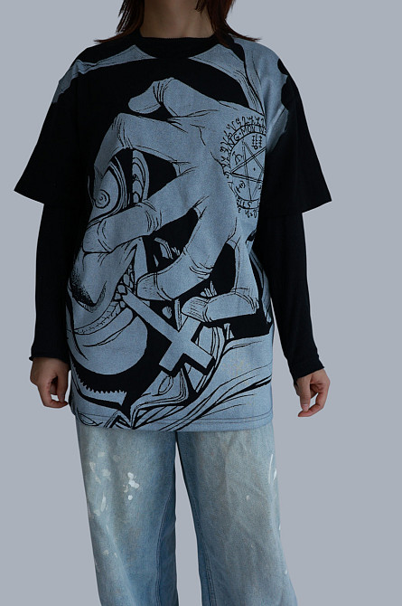 Футболка чоловіча з принтом аніме Аніме Хеллсінг Ултімате Алукард оверсайз (S/M/L) Черний Дніпро - фото 2