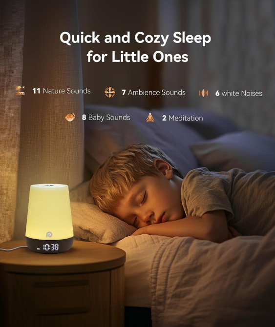 Dreamegg Nite 1 генератор білого шуму для дітей, 34 звуки, нічник, Wi-Fi, розумний годинник-тренер для сну Київ - фото 4