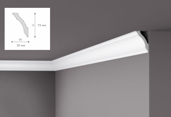 Карниз(плинтус) потолочный гладкий  NMC, GK  75х50x2000 мм Днепр - изображение 1