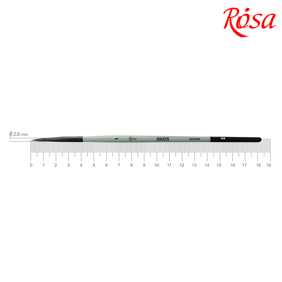 Кисть енот круглый OASIS 188 No 1 короткая ручка ROSA Киев - изображение 1