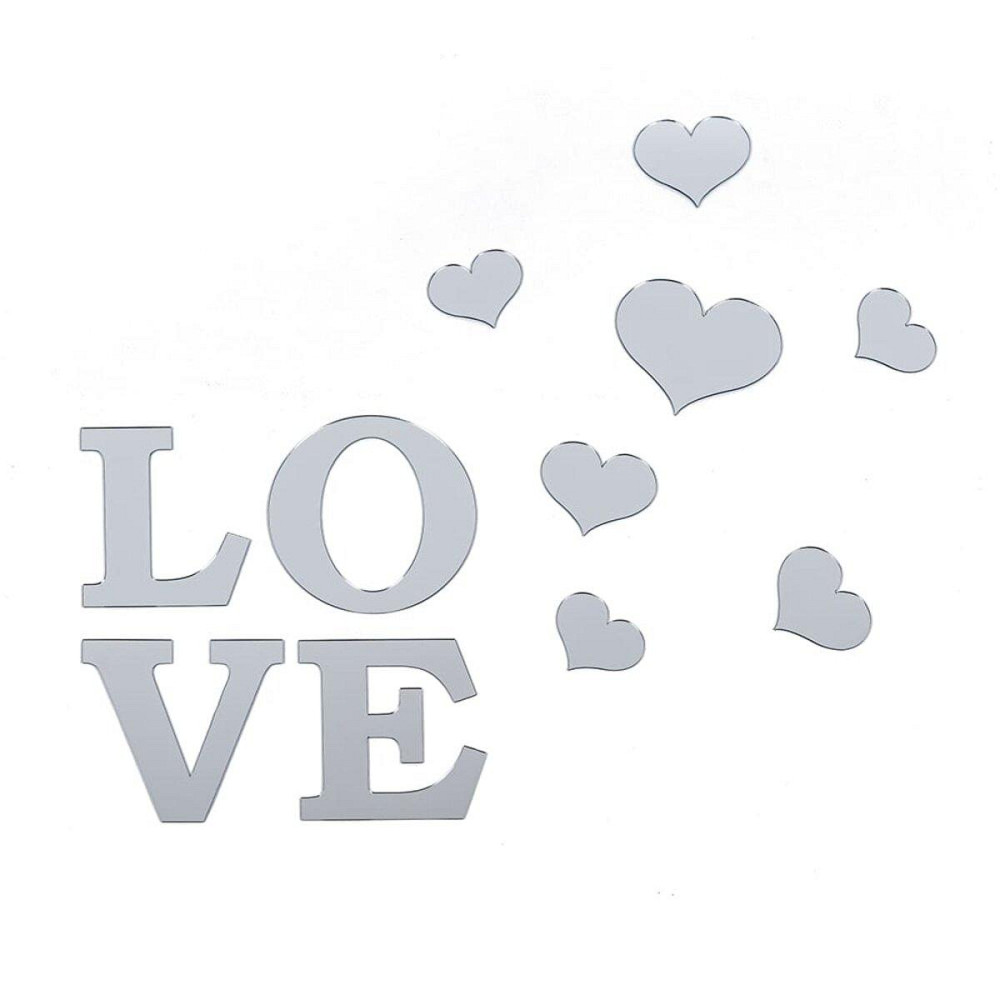 Дзеркальний декор акриловий самоклеючий Love срібло,11шт (D) SW-00002495 Дніпро - фото 1