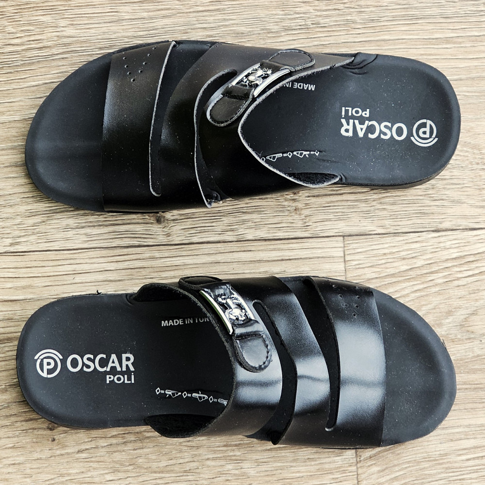 Мужские Шлёпанцы Тапочки Сланцы Чёрные Кожаные (размеры: 41,42,43,44,45) Днепр - изображение 7