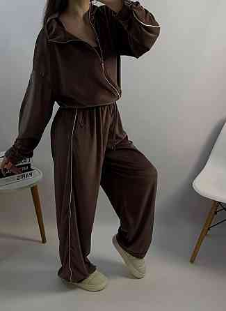 Женский стильный повседневный велюровый костюм Шоколад Одесса