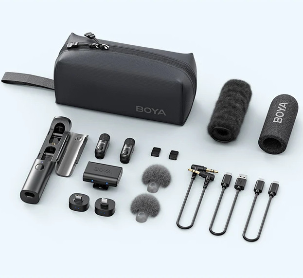 Мікрофон 4в1 петличний накамерний настільний ручний Type-C Lightning Boya Magic 02 Київ - фото 5