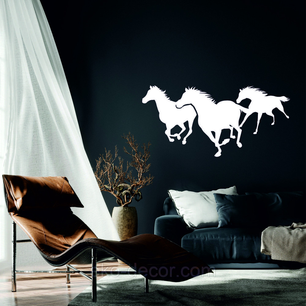 Декоративное настенное Панно «Лошади 3» Декор на стену 90*45 см, Белый Киев - изображение 2