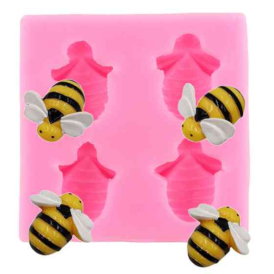 Молд силиконовый Пчелы 49 на 49 мм розовый Киев