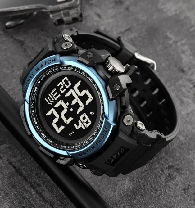 Часы мужские наручные спортивные Skmei 2422 (Черный с синим) Винница - изображение 5