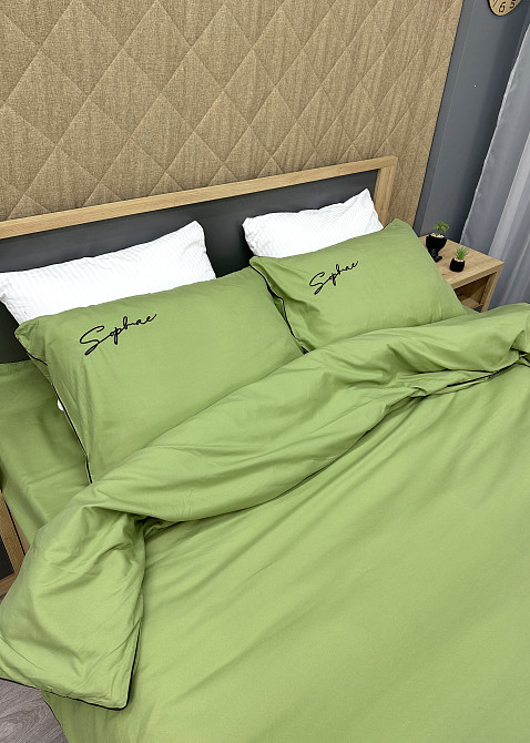 Комплект постільної білизни Сатин, Євро 200х230 Оливковий (88-152) Київ - фото 8