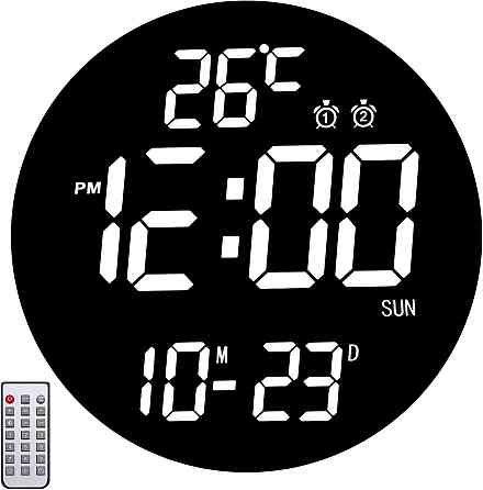 Уцінка Великий настінний LED годинник QINFIEY 12" White — Пульт ДК, термометр, таймер, 3 рівні яскравості Київ