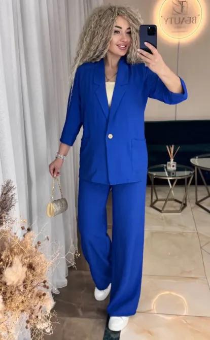 Жіночий літній костюм піджак і брюки палаццо льон жатка Одеса - фото 4