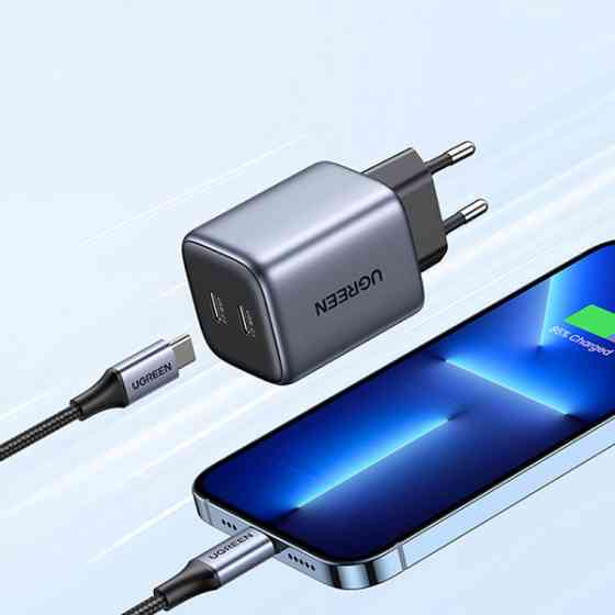 Зарядний пристрій 2xUSB 45W GAN (Type-C 25W+20W) PD CD294 Ugreen Сірий (90573) Київ